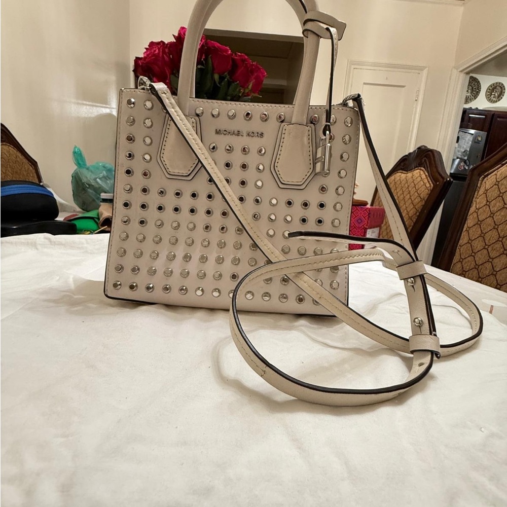 Michael Kors Cream Studded Crossbody Bag